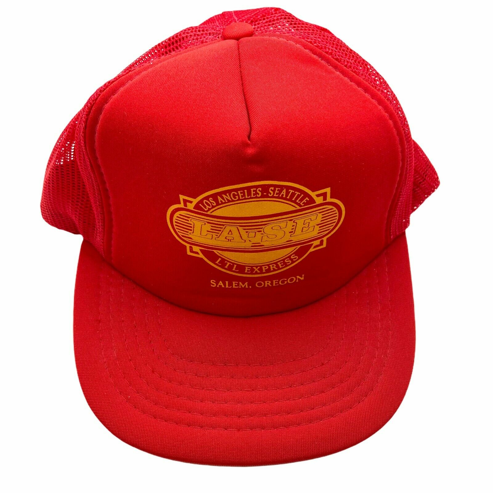 Adjustable Trucker Cap One Size Vintage Yupoong Mens Red Snapback Flat Bill
